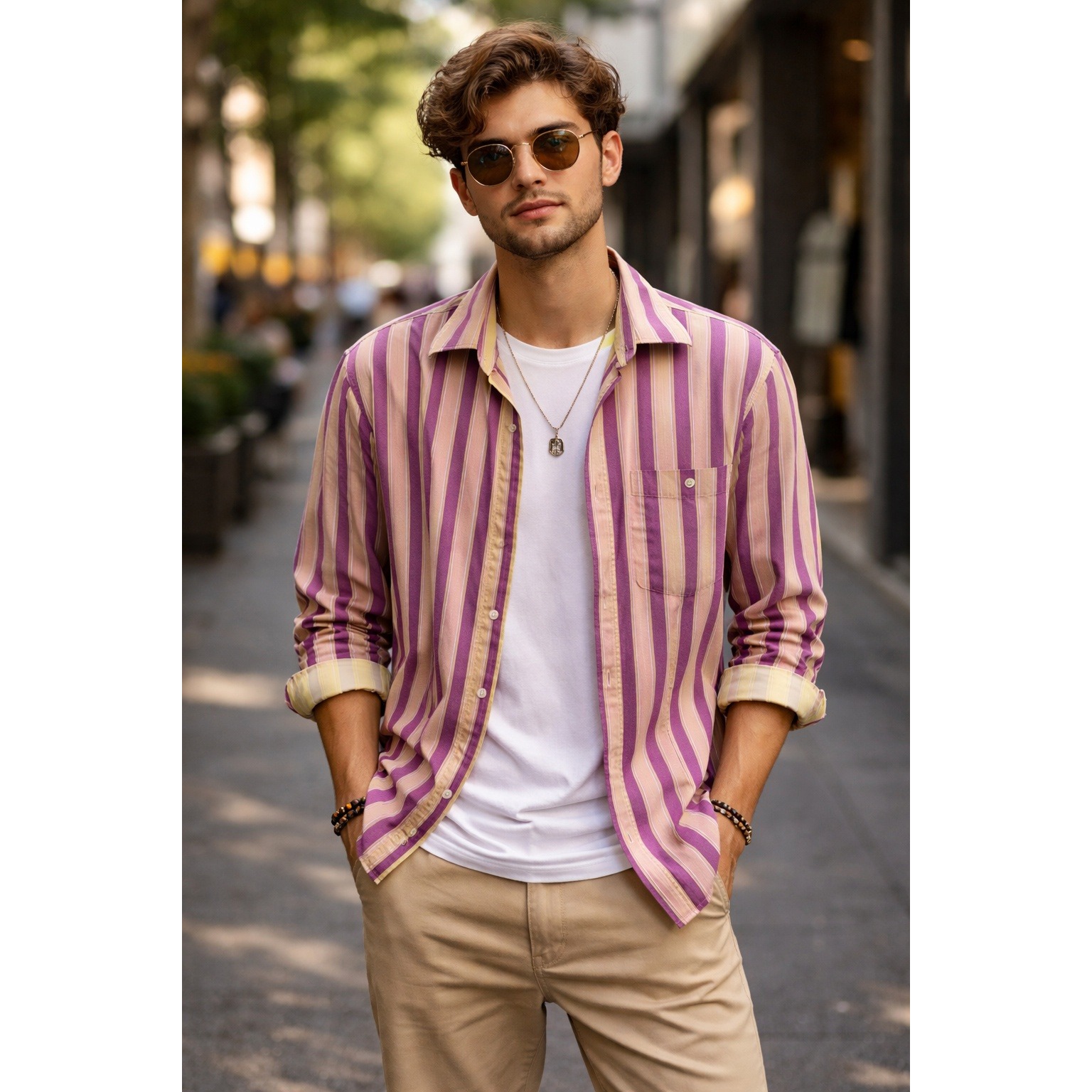 Savoia Cocktail Gordon Mitchell Shirt Mens 2xl Pink Yellow Flip Cuff Hipster
